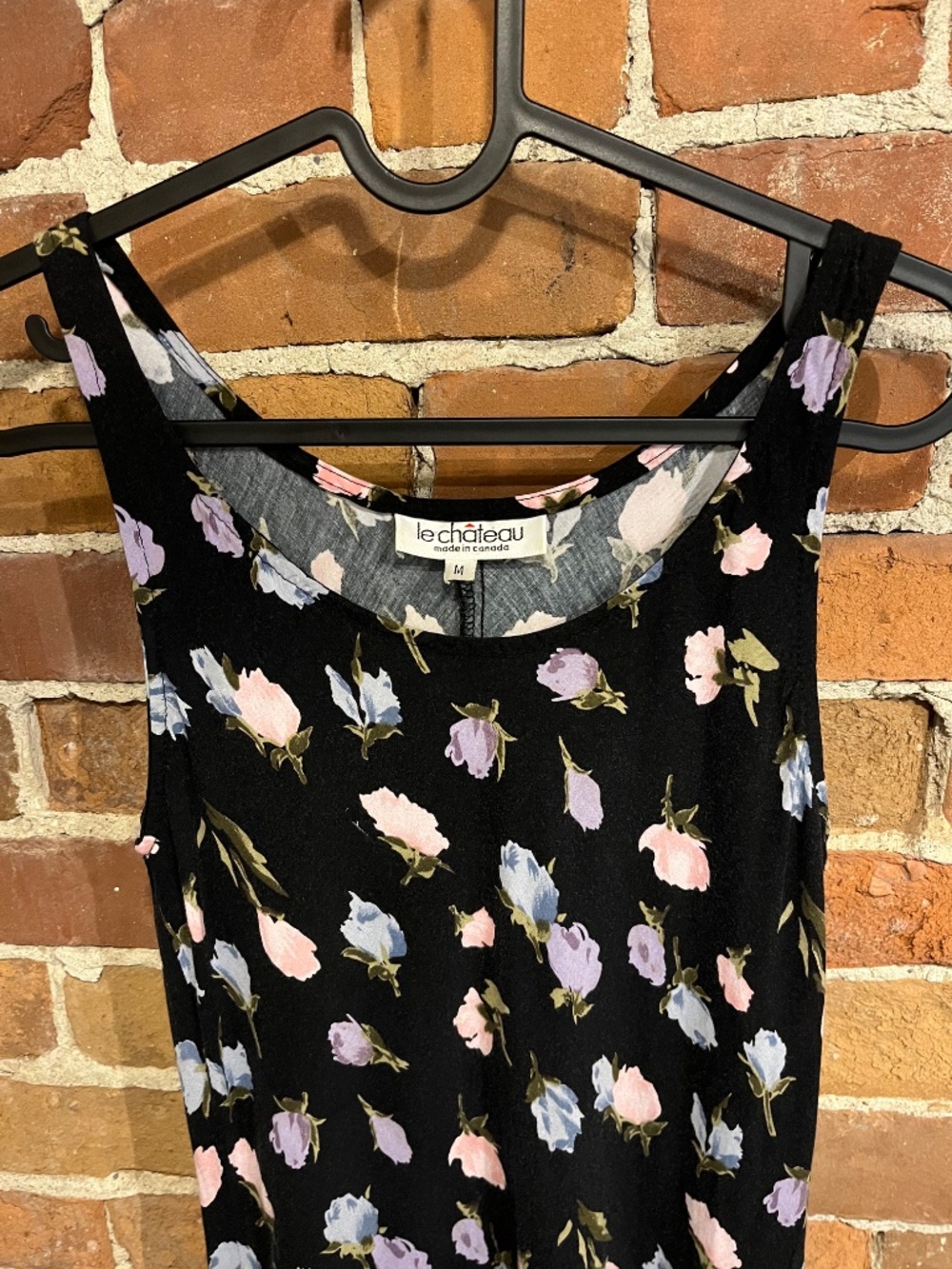 Vintage 90s Le Chateau Dark Floral Maxi Dress - Picture 2 of 5